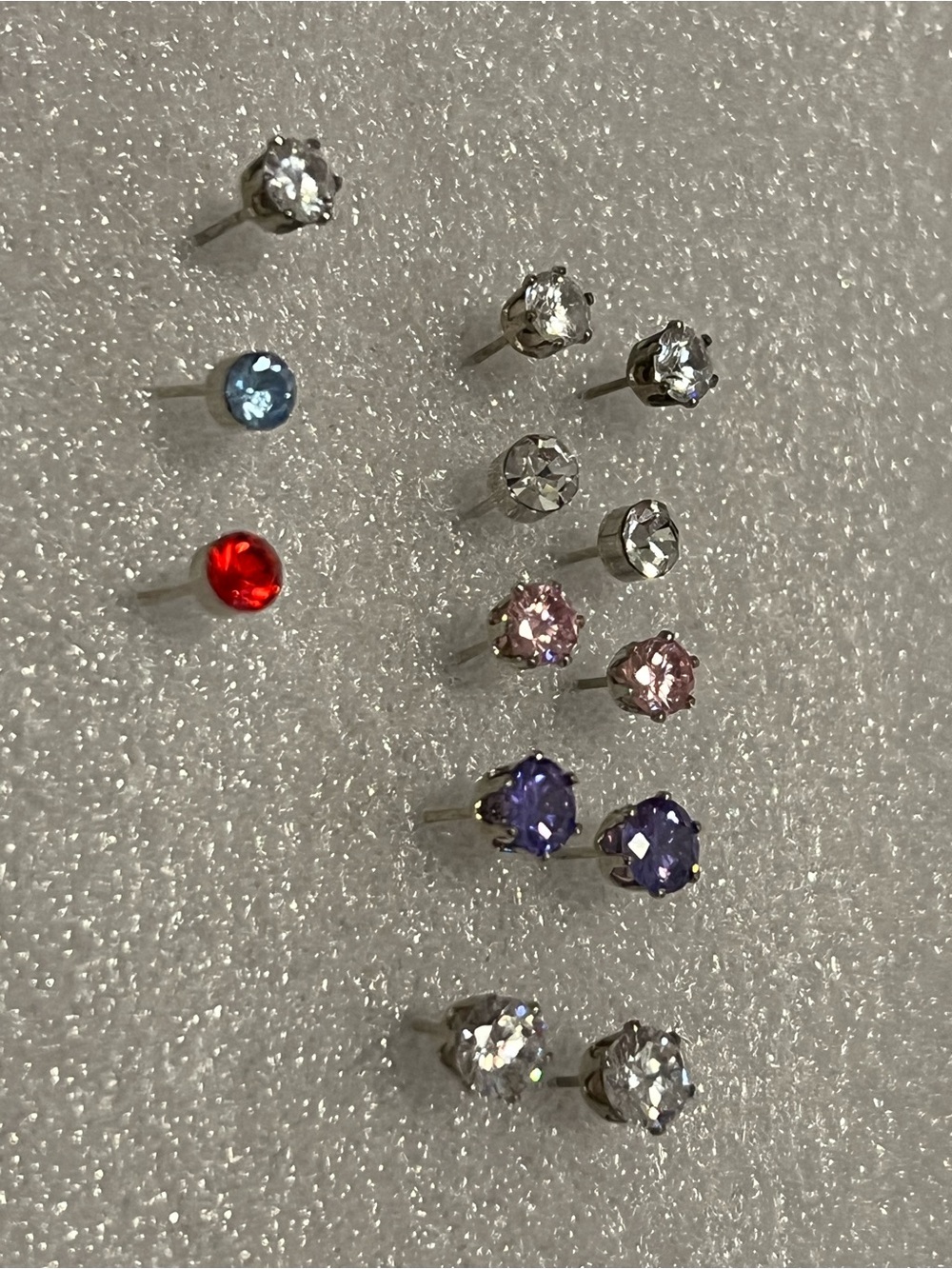 Classic Multi-Color Rhinestone Stud Earring Set - Silver Tone - Picture 2 of 2